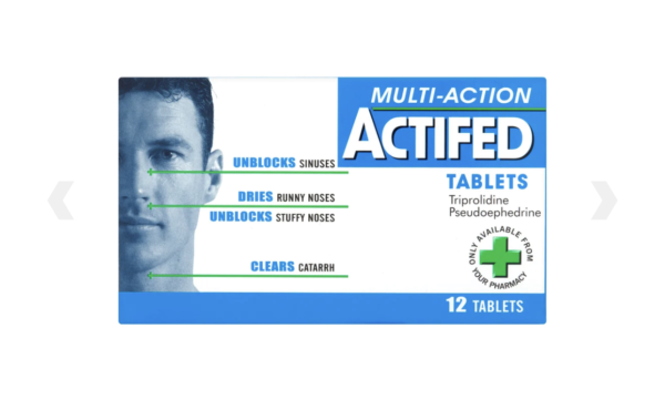 Actifed Multi Action Cold Tablets Trafalgar Gate Pharma